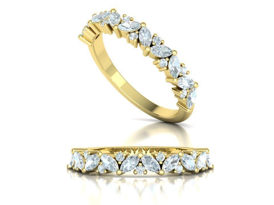 Bespoke Half Eternity Marquise Diamond Eternity band  3D print model_2