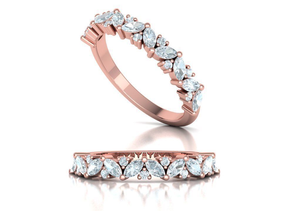 Bespoke Half Eternity Marquise Diamond Eternity band  3D print model_1