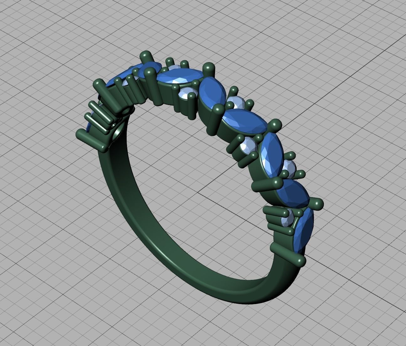 Bespoke Half Eternity Marquise Diamond Eternity band  3D print model_22