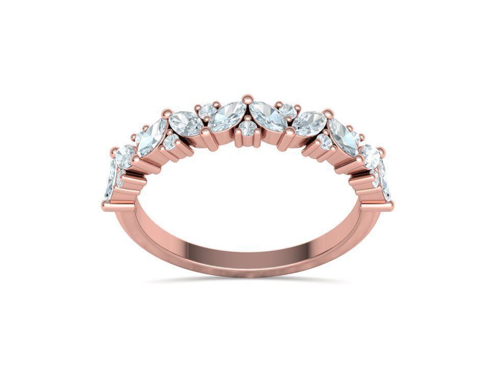 Bespoke Half Eternity Marquise Diamond Eternity band  3D print model_9