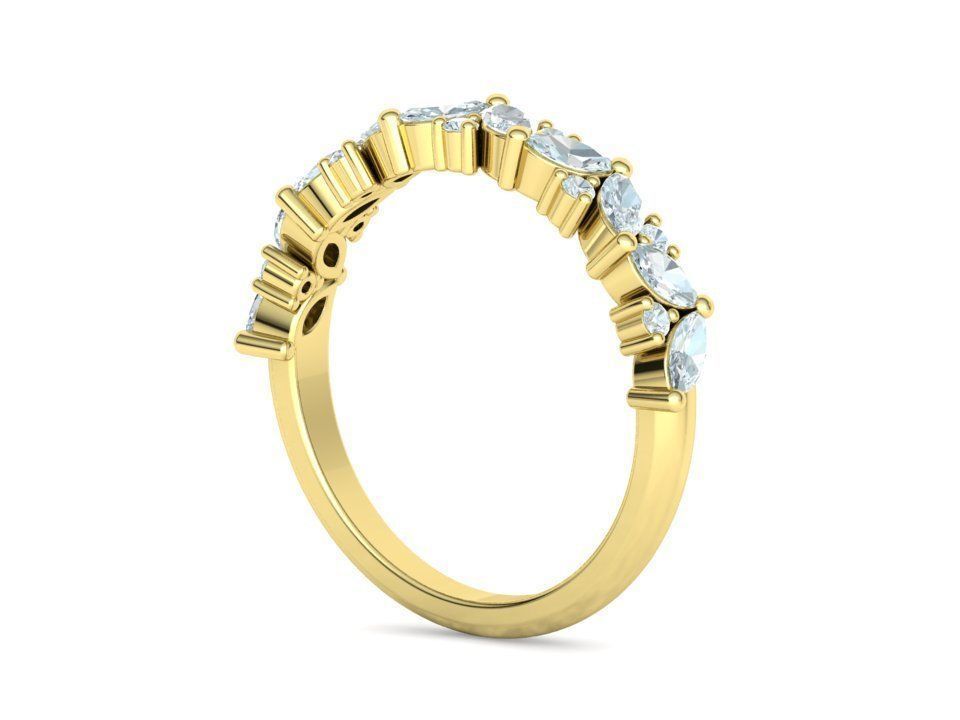 Bespoke Half Eternity Marquise Diamond Eternity band  3D print model_26