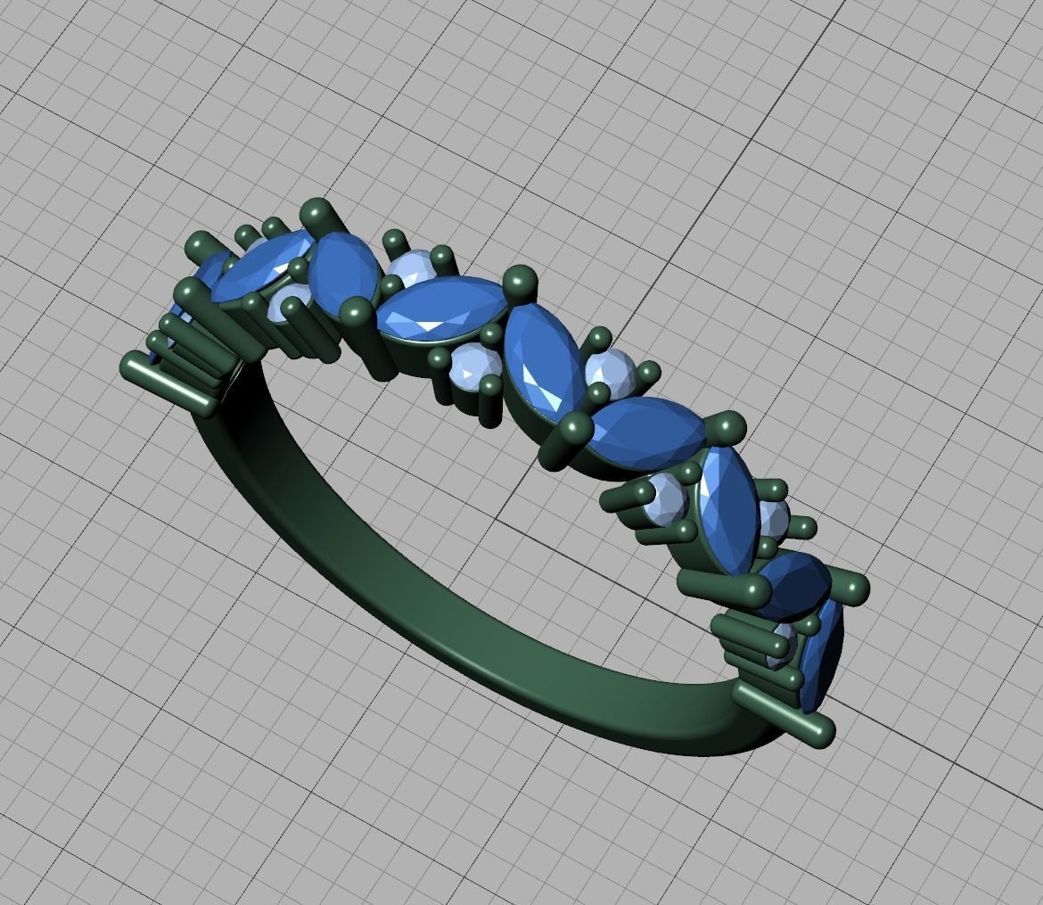 Bespoke Half Eternity Marquise Diamond Eternity band  3D print model_20
