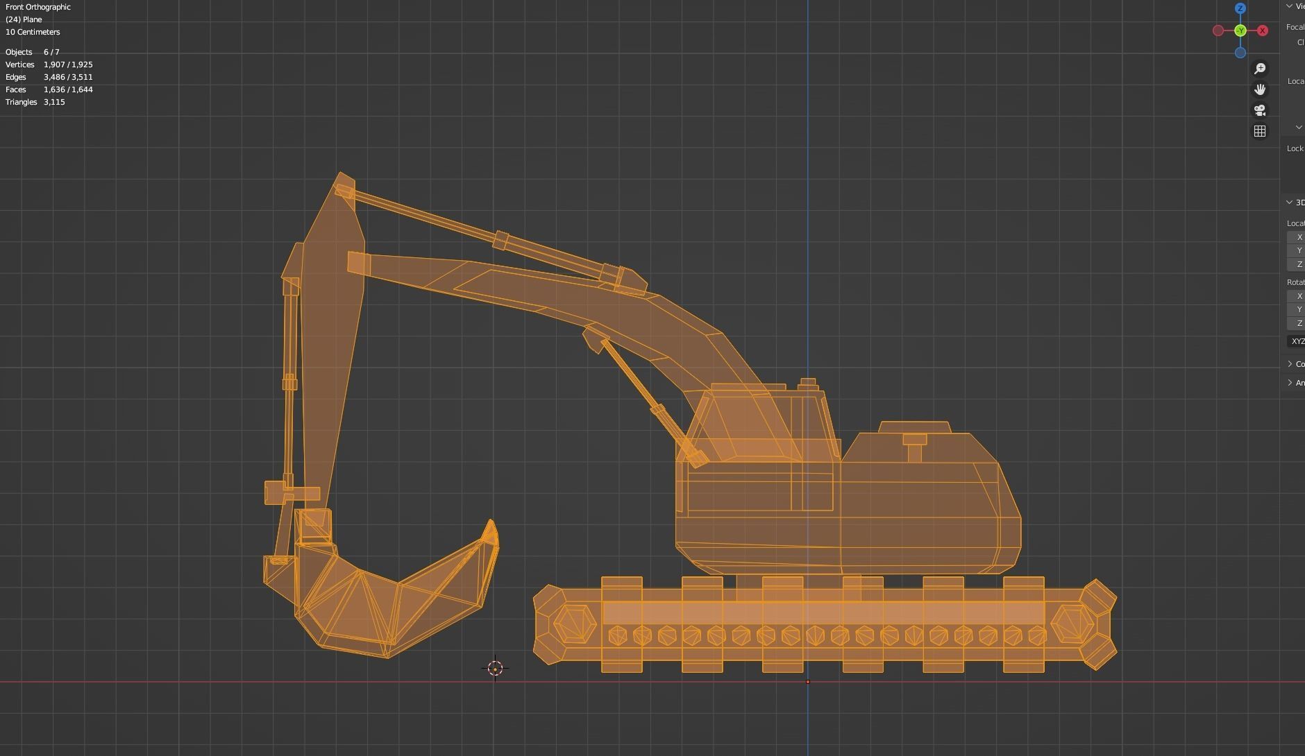 Excavator Construction Machine Game Asset Low-poly 3D model_7
