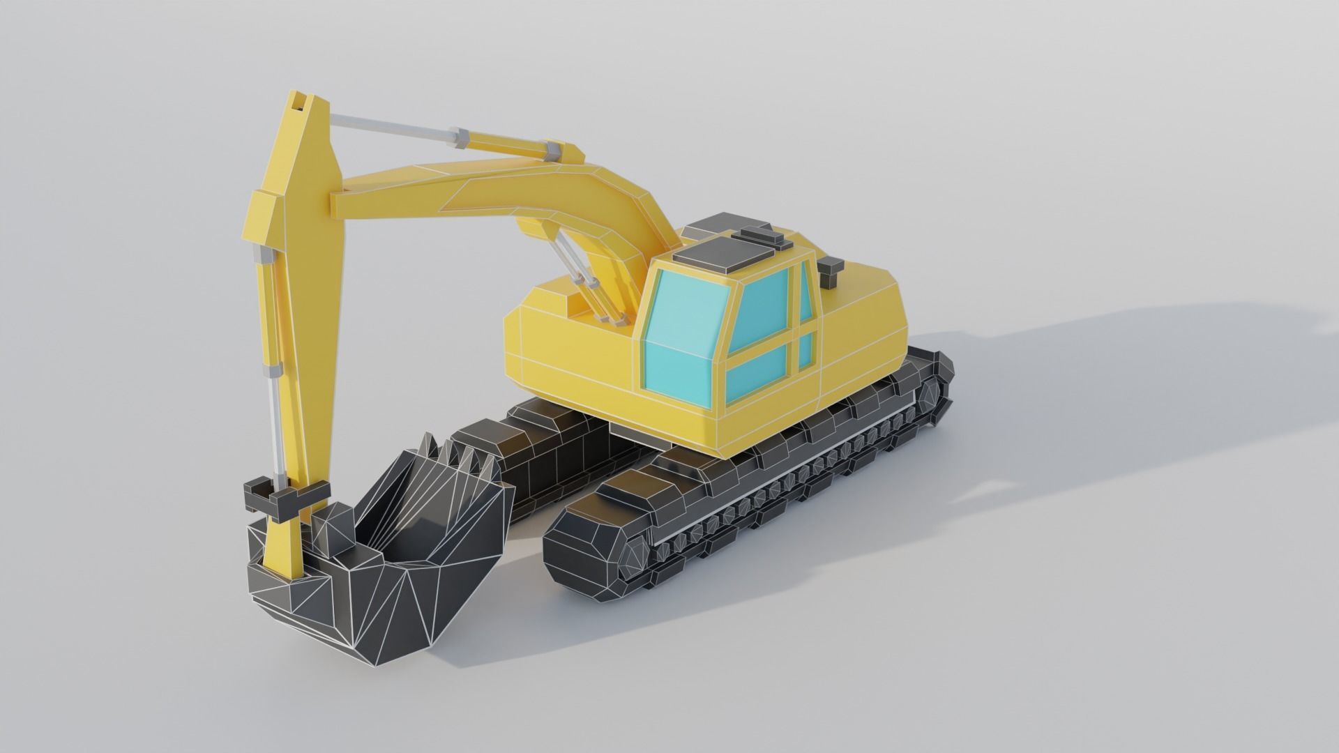 Excavator Construction Machine Game Asset Low-poly 3D model_5