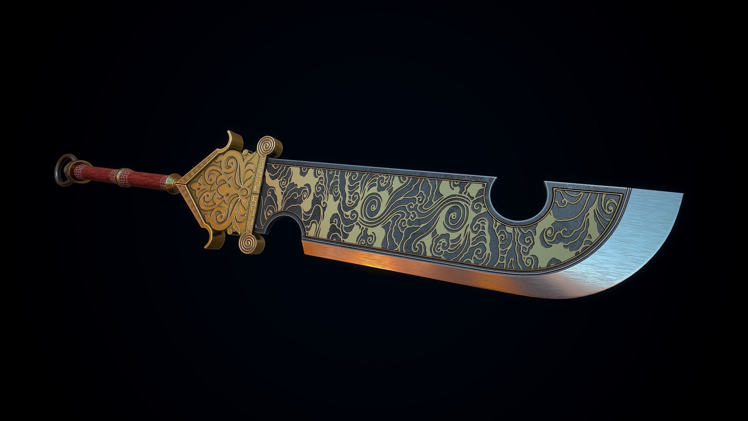 Chinese Great Broadsword Low-poly 3D model_3
