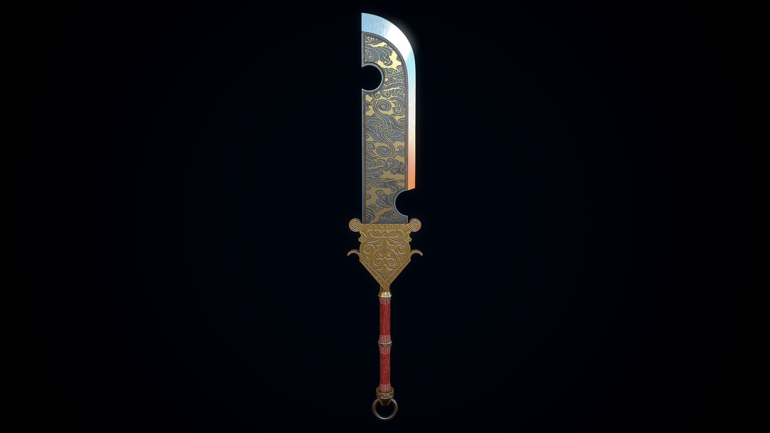 Chinese Great Broadsword Low-poly 3D model_7