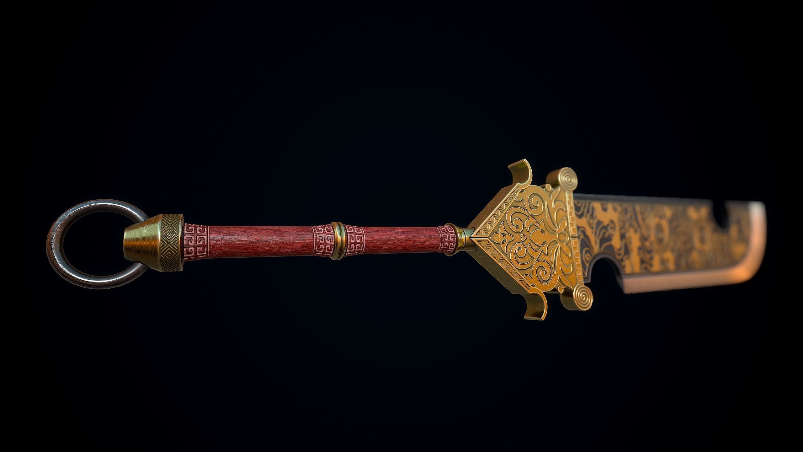 Chinese Great Broadsword Low-poly 3D model_5