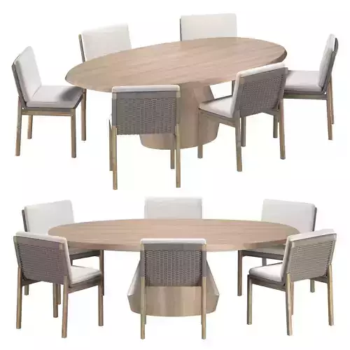 YAB DINING TABLE and MESA TEAK CHAIR 3D model