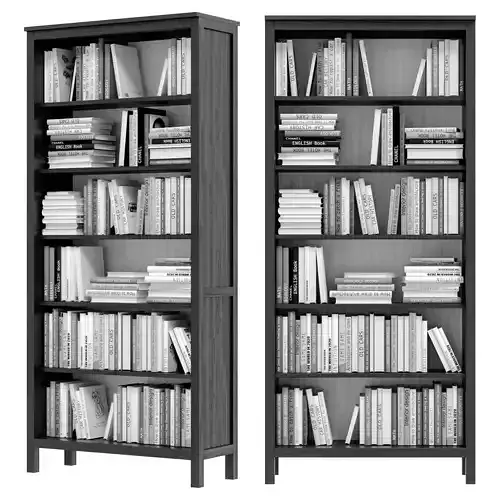 IKEA - HEMNES Bookcase with books in black and white color