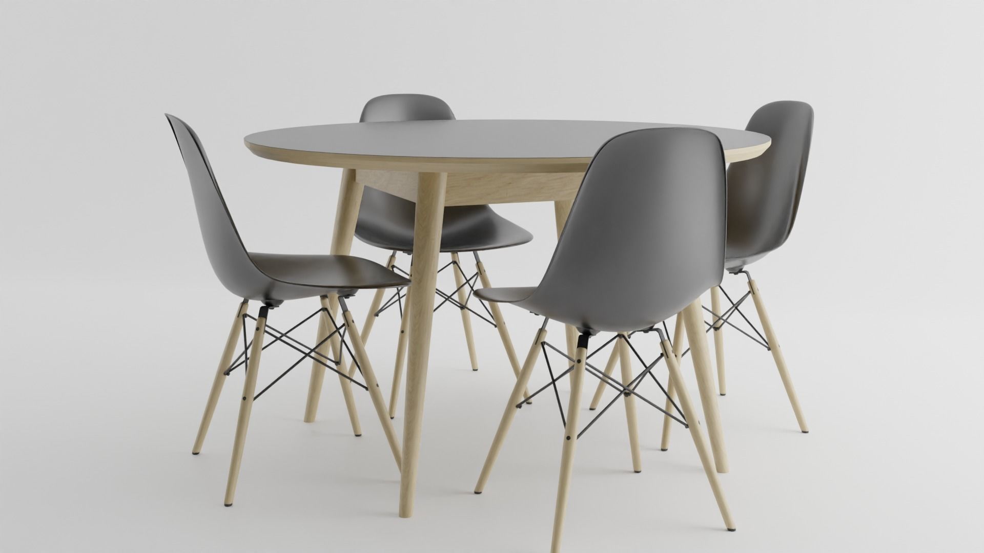 black table dinner modern  Low-poly 3D model_2
