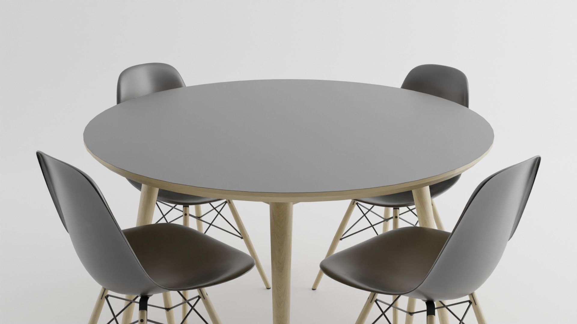black table dinner modern  Low-poly 3D model_4
