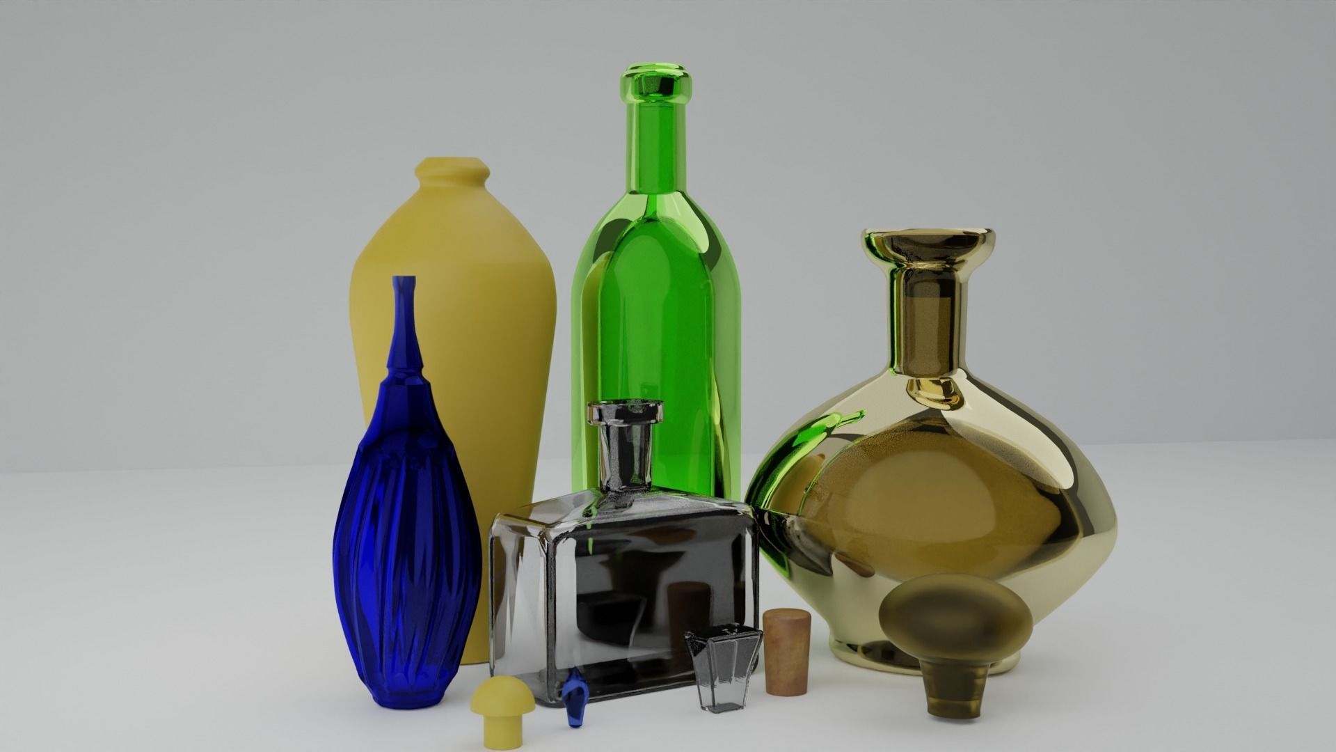 Bottles and vials 3D model_1
