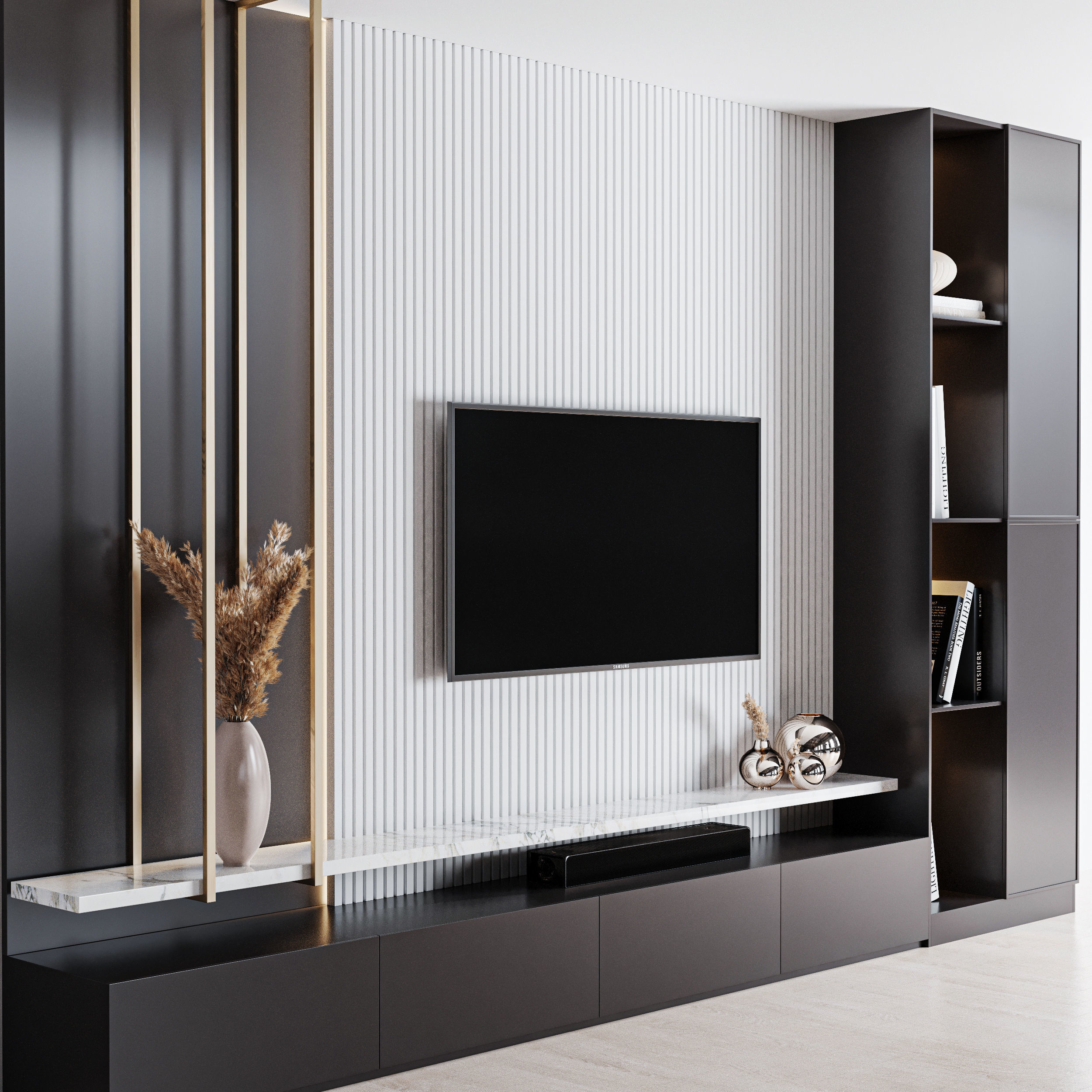 TV Wall 03 3D model_1