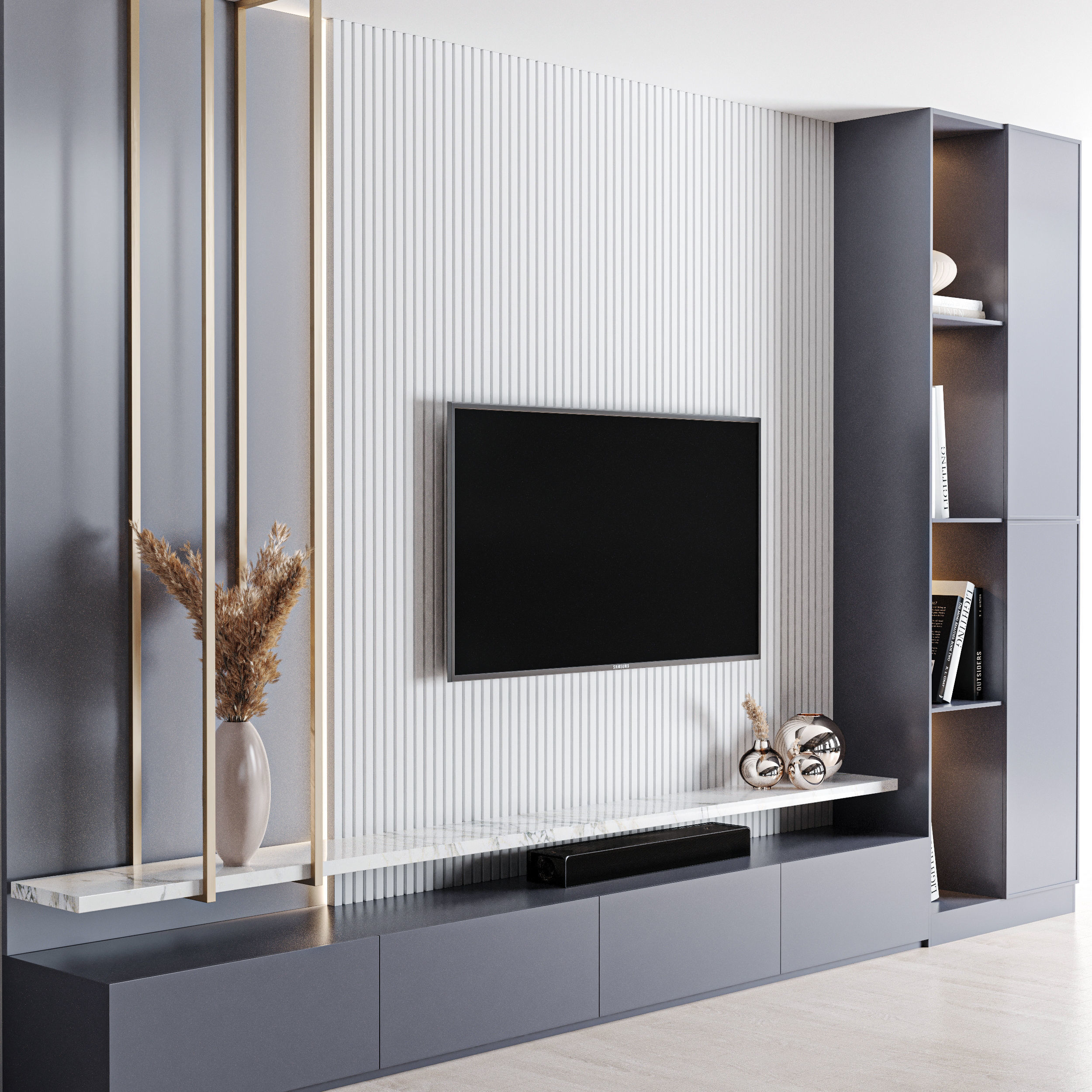 TV Wall 03 3D model_2