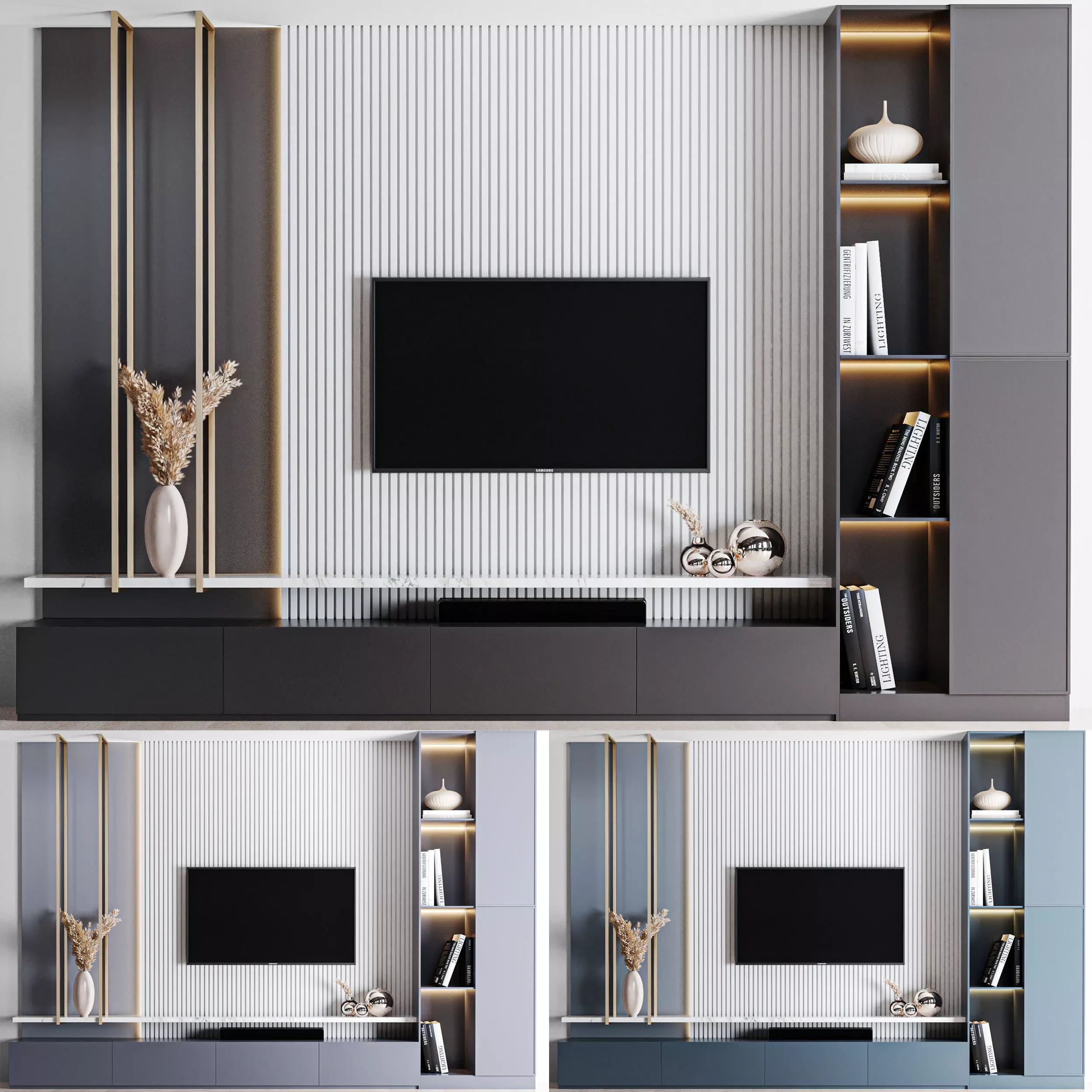 TV Wall 03 3D model_0
