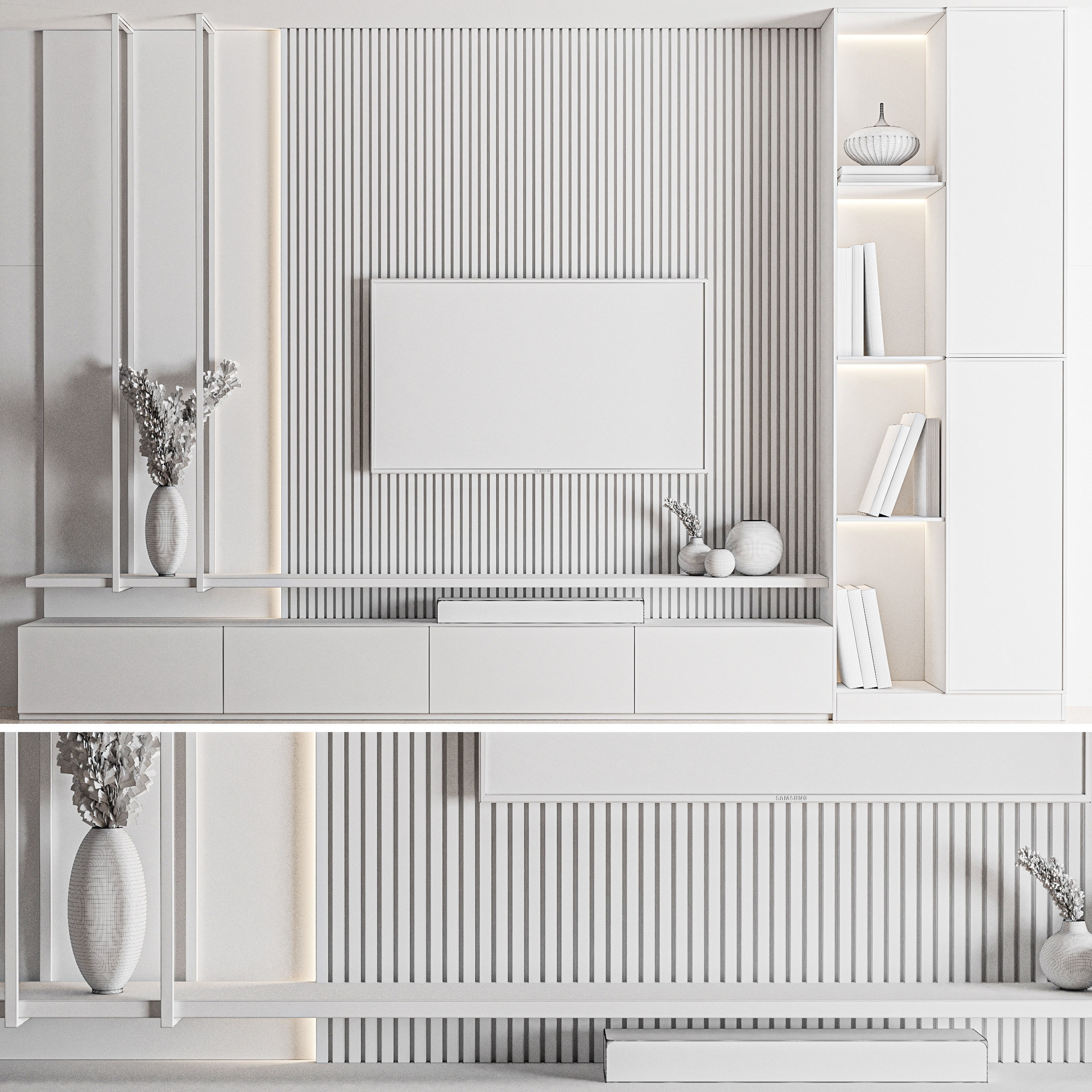 TV Wall 03 3D model_5