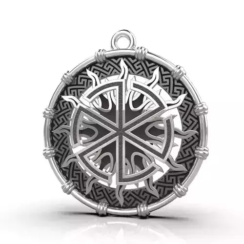 Pendant Slavic amulet with the Kolovrat symbol