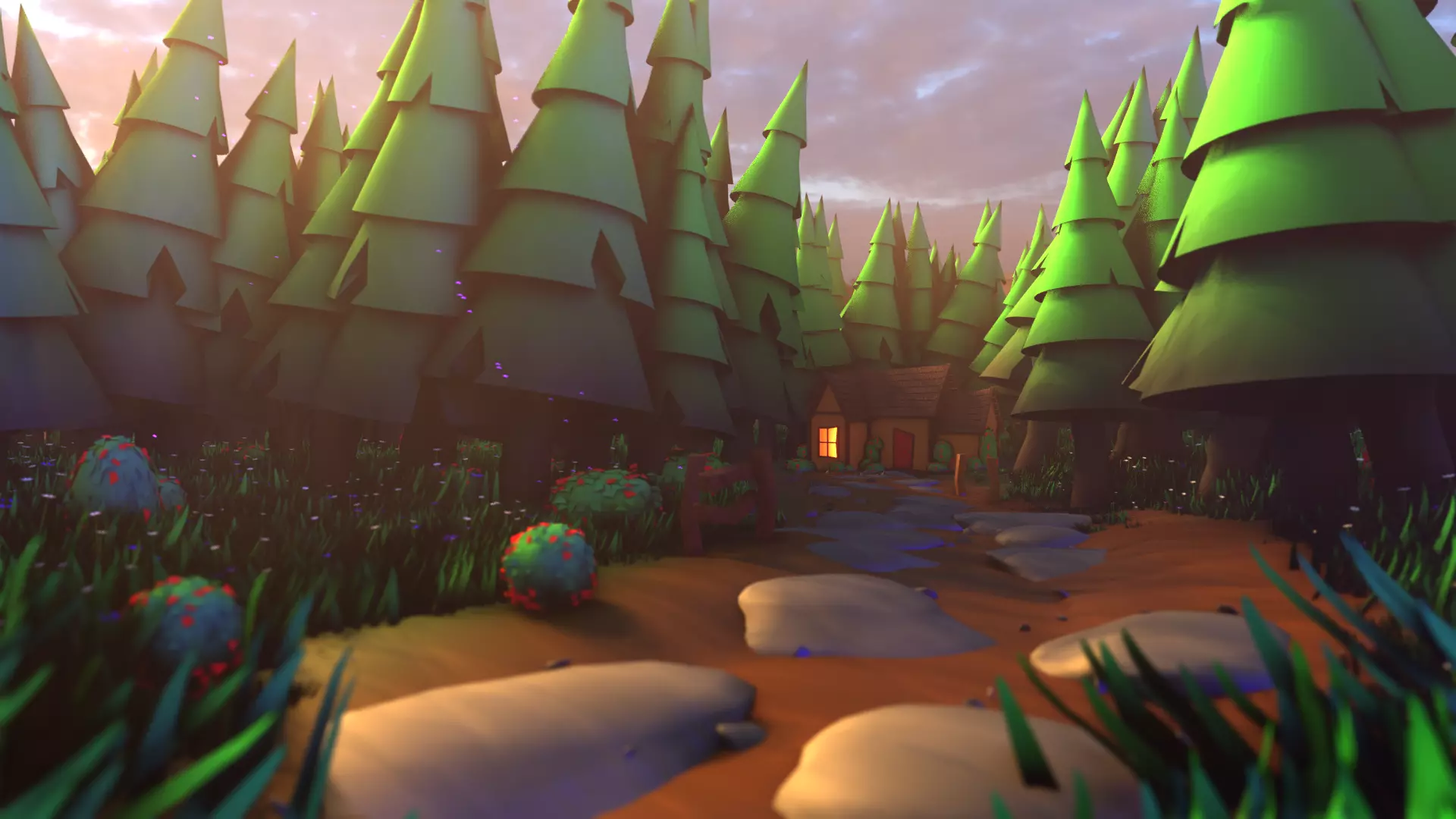 Lowpoly nature cabin collection Low-poly 3D model_0