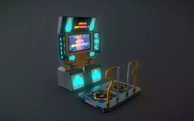 Low-Poly Dance Arcade Machine Techno Retro Low-poly 3D model