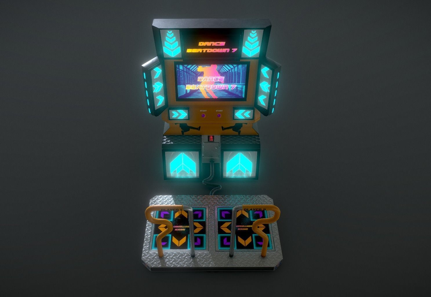 Low-Poly Dance Arcade Machine Techno Retro Low-poly 3D model_1