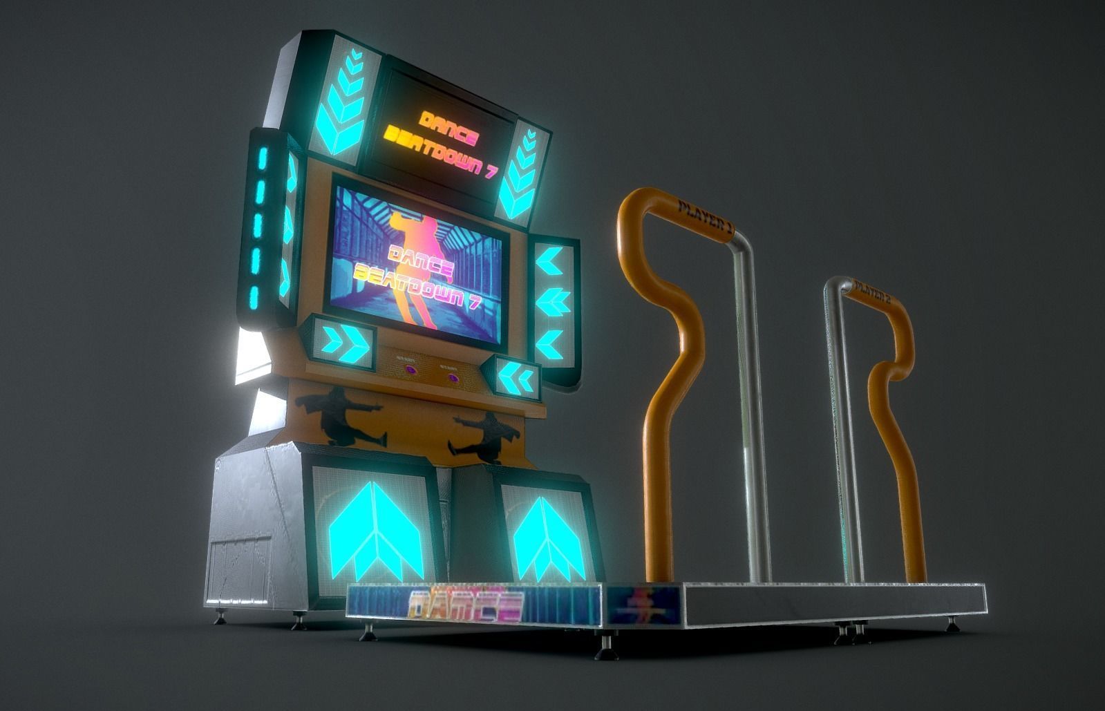 Low-Poly Dance Arcade Machine Techno Retro Low-poly 3D model_5
