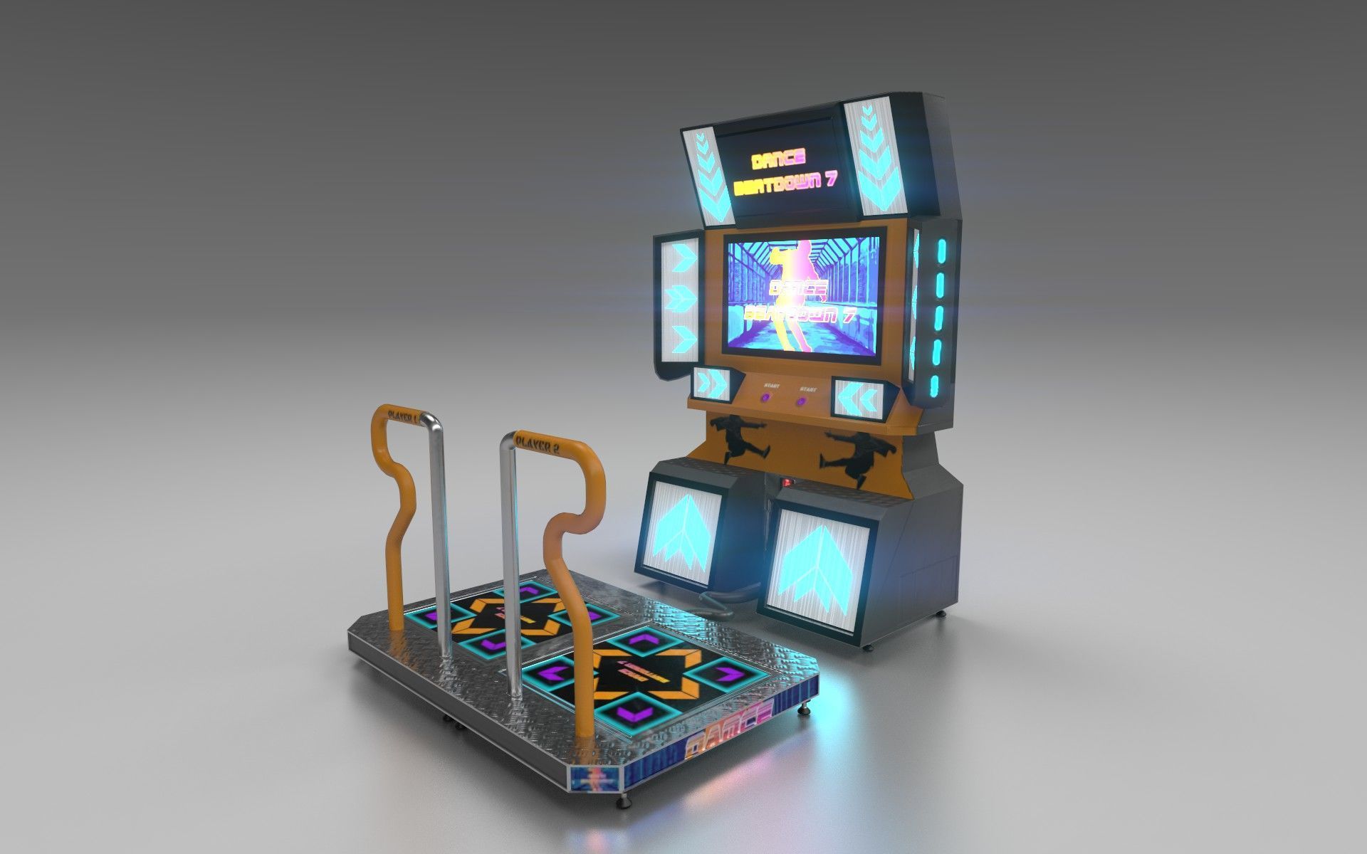 Low-Poly Dance Arcade Machine Techno Retro Low-poly 3D model_4