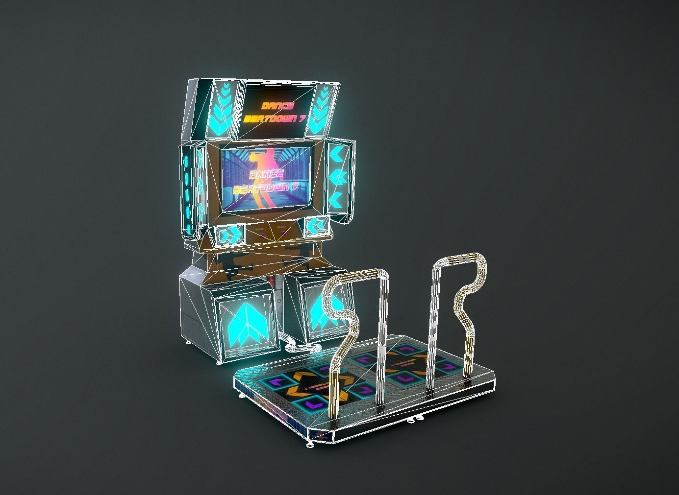 Low-Poly Dance Arcade Machine Techno Retro Low-poly 3D model_7
