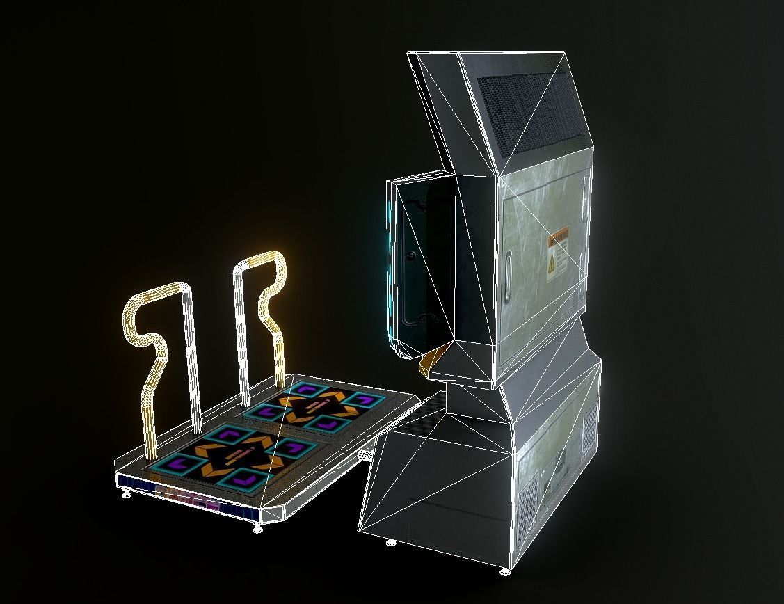 Low-Poly Dance Arcade Machine Techno Retro Low-poly 3D model_8