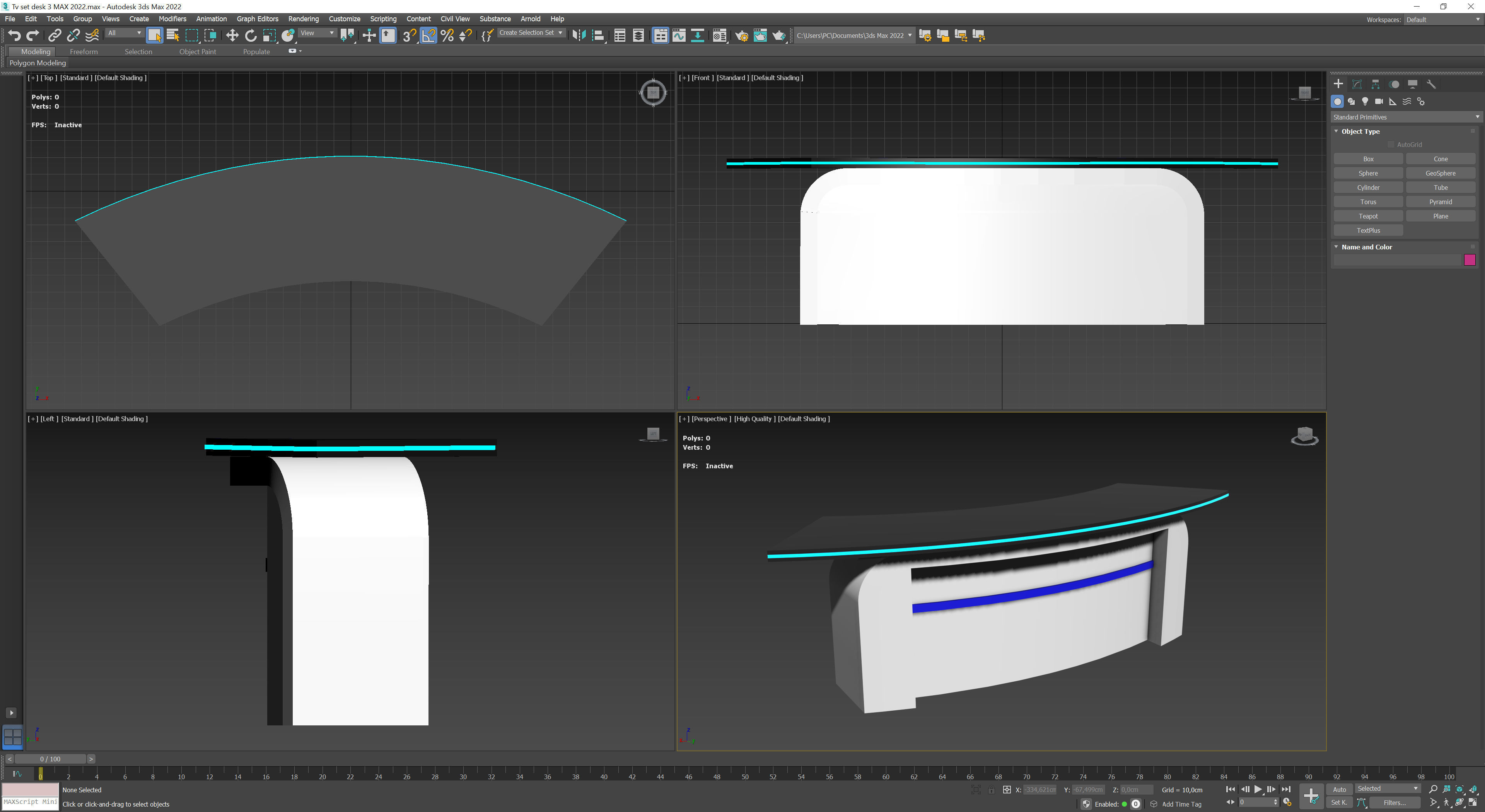 Tv set desk 3 Low-poly 3D model_7