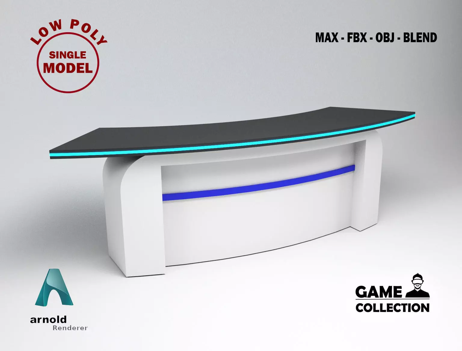 Tv set desk 3 Low-poly 3D model_0