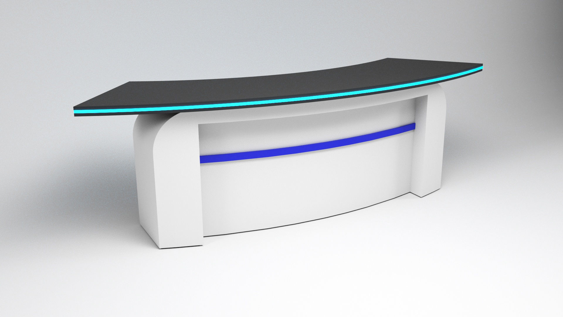 Tv set desk 3 Low-poly 3D model_2