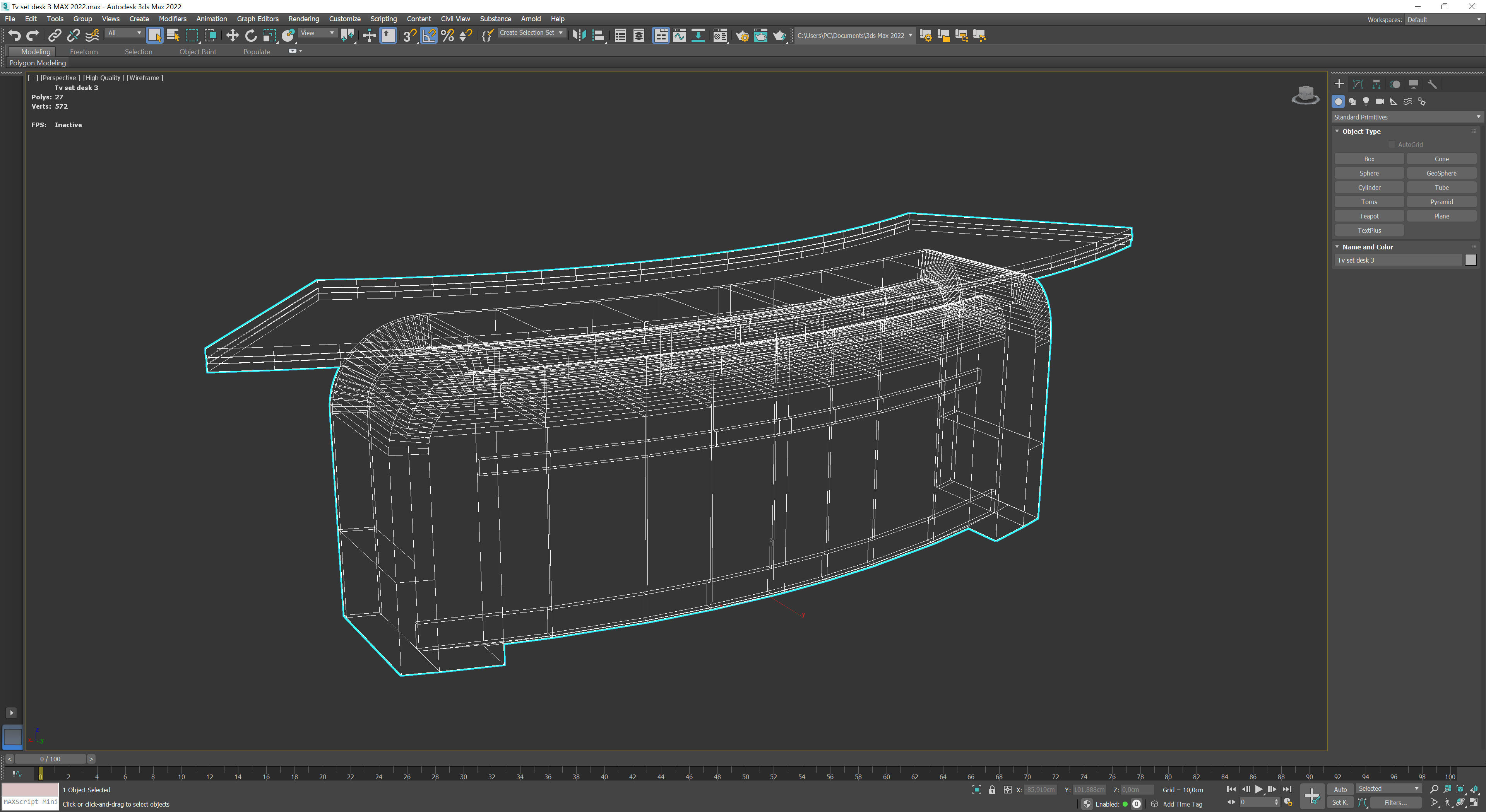 Tv set desk 3 Low-poly 3D model_9