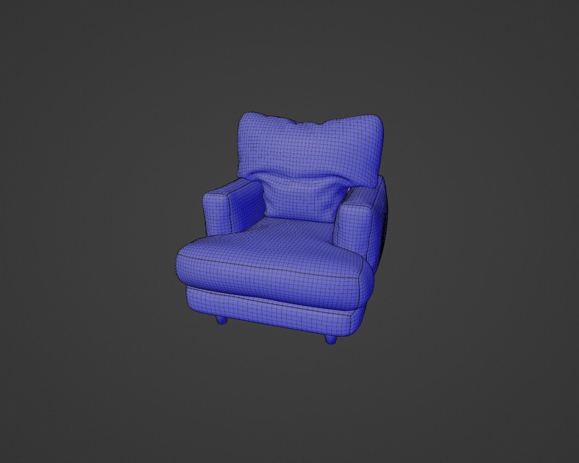Armchair Low-poly 3D model_4