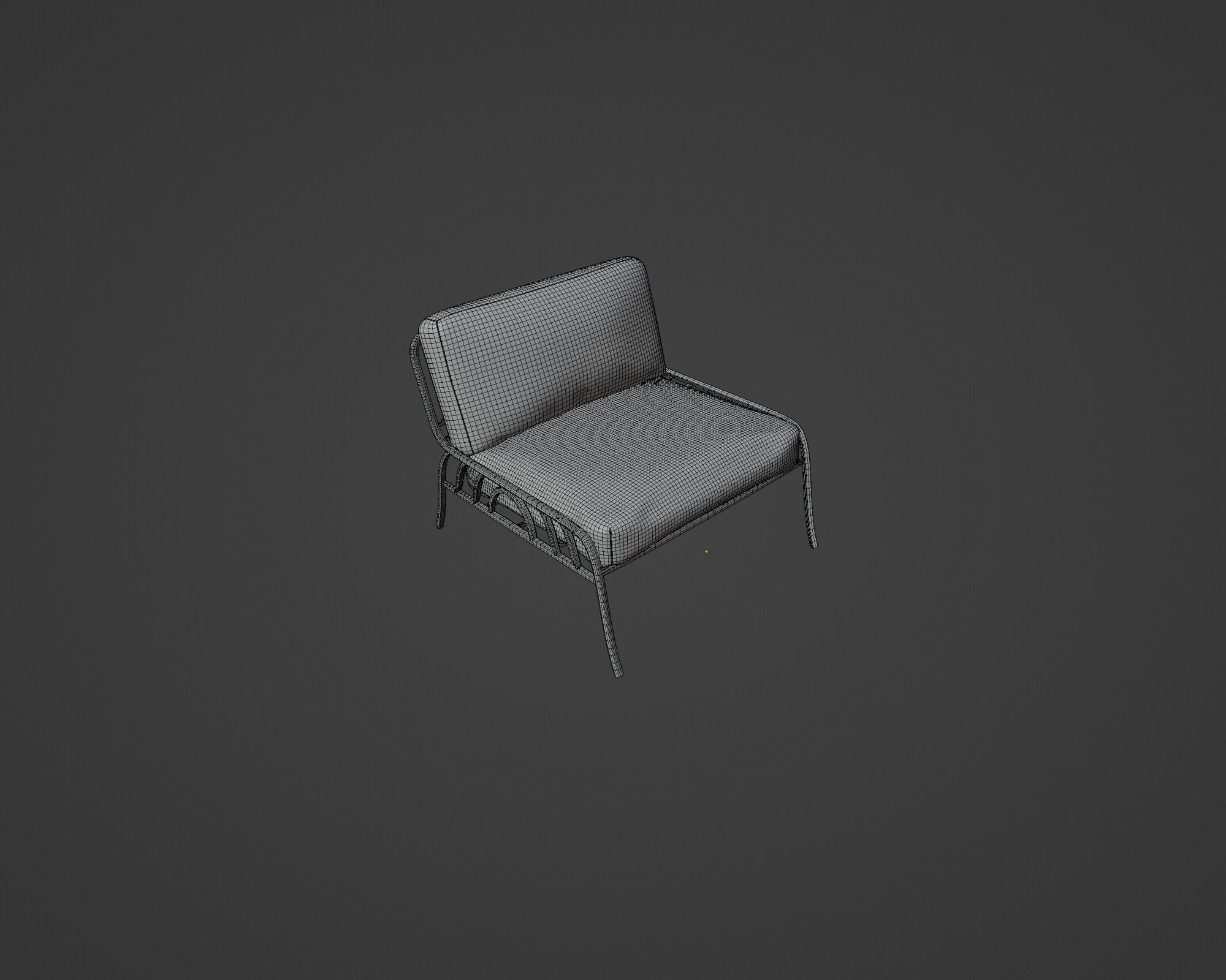 Modern Armchair  Low-poly 3D model_4