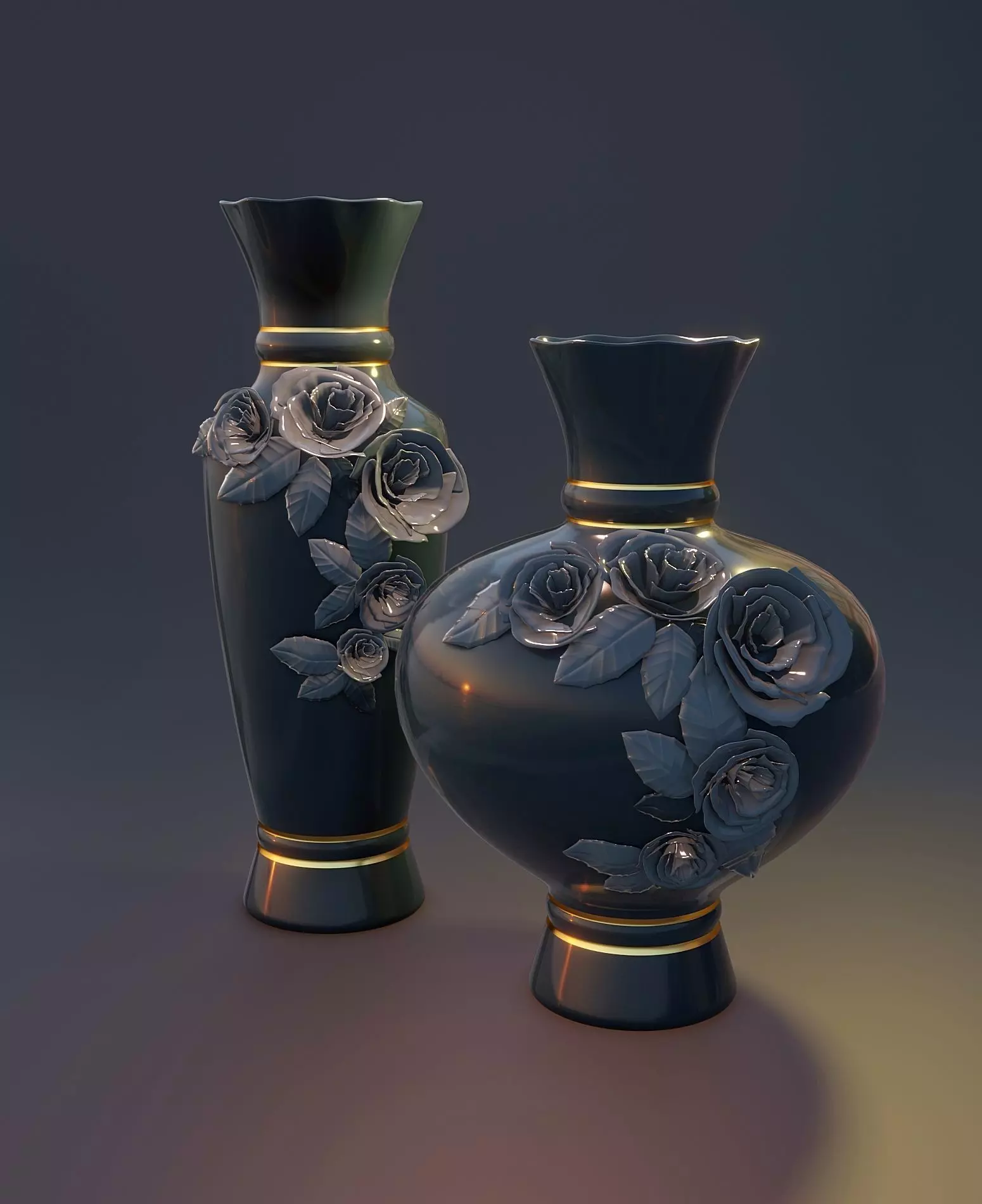 Set of ceramic vases 3D model_0