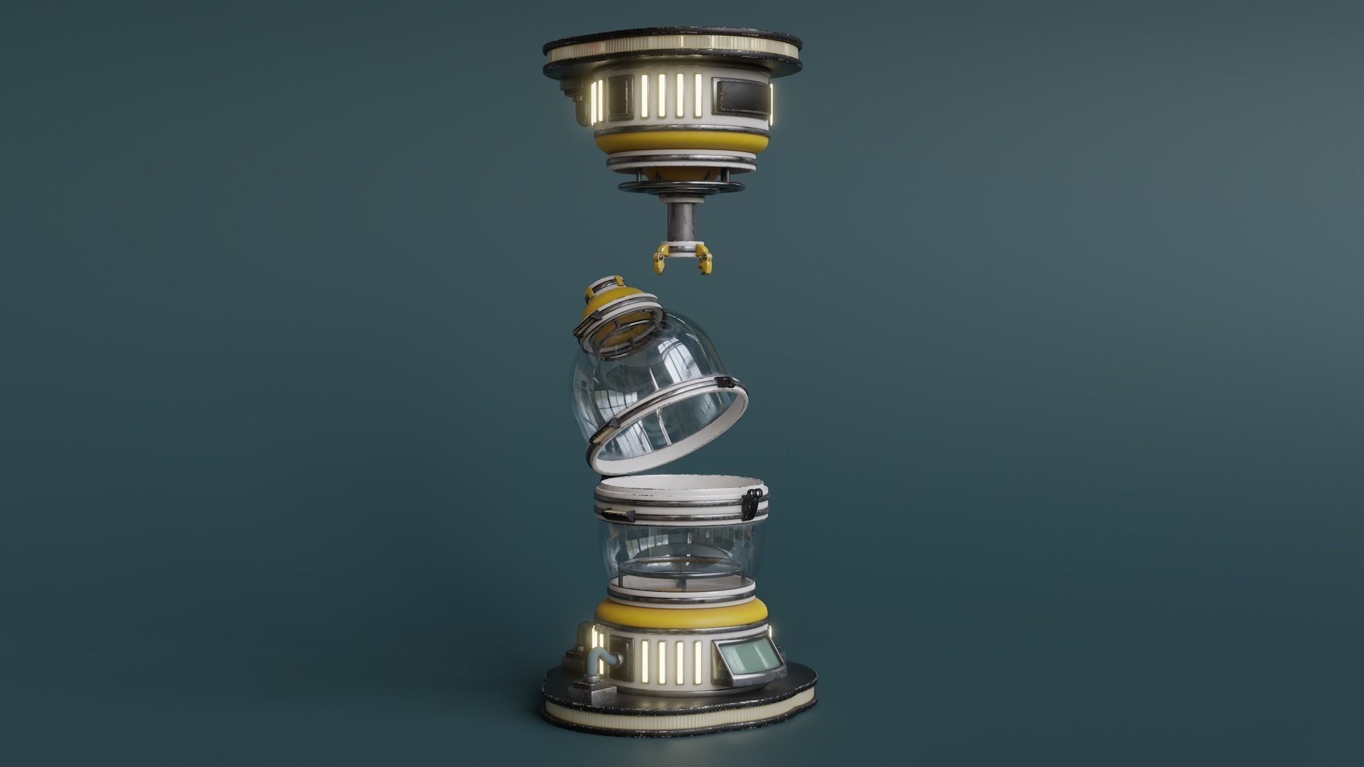 Sci-Fi Incubator Low-poly 3D model_3