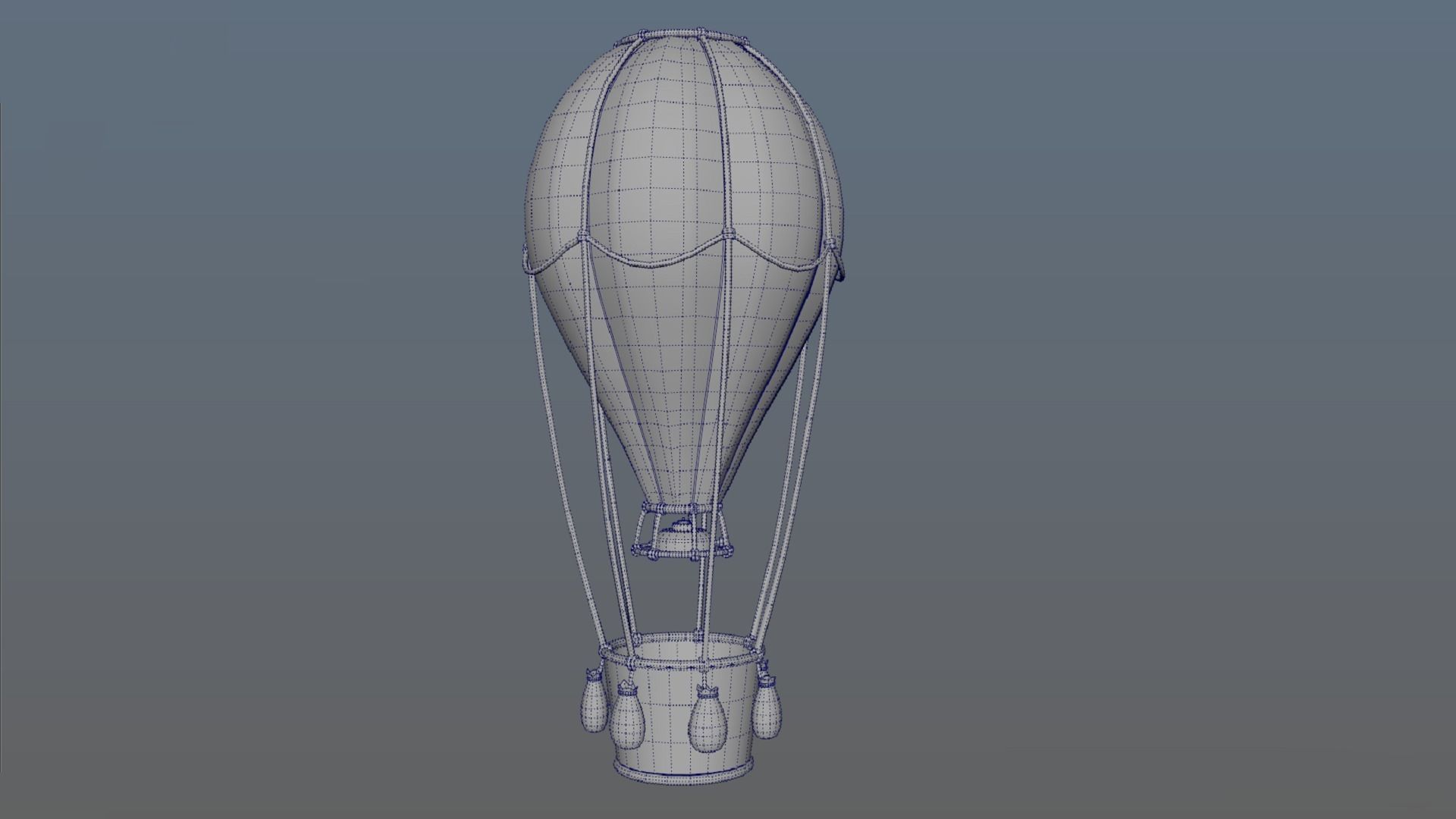 Stylized hot air balloon PBR game ready  Low-poly 3D model_6