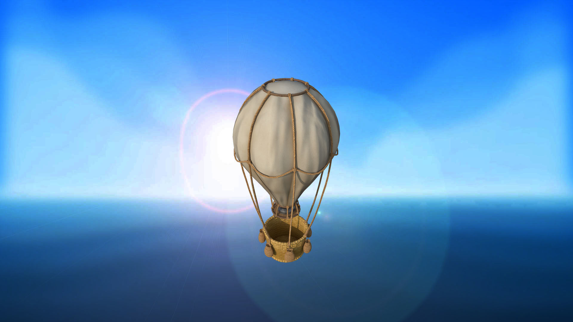 Stylized hot air balloon PBR game ready  Low-poly 3D model_1