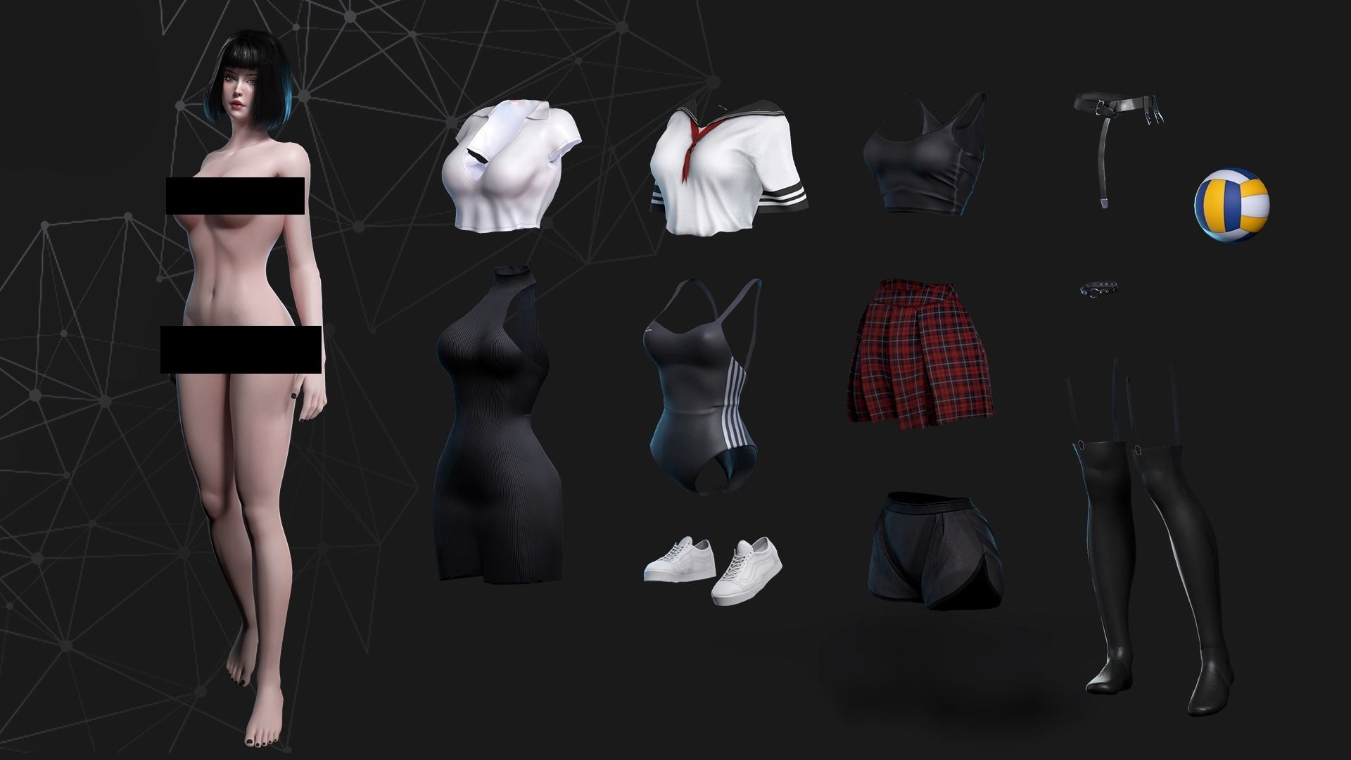 School Girl - Game Ready Low-poly 3D model_12