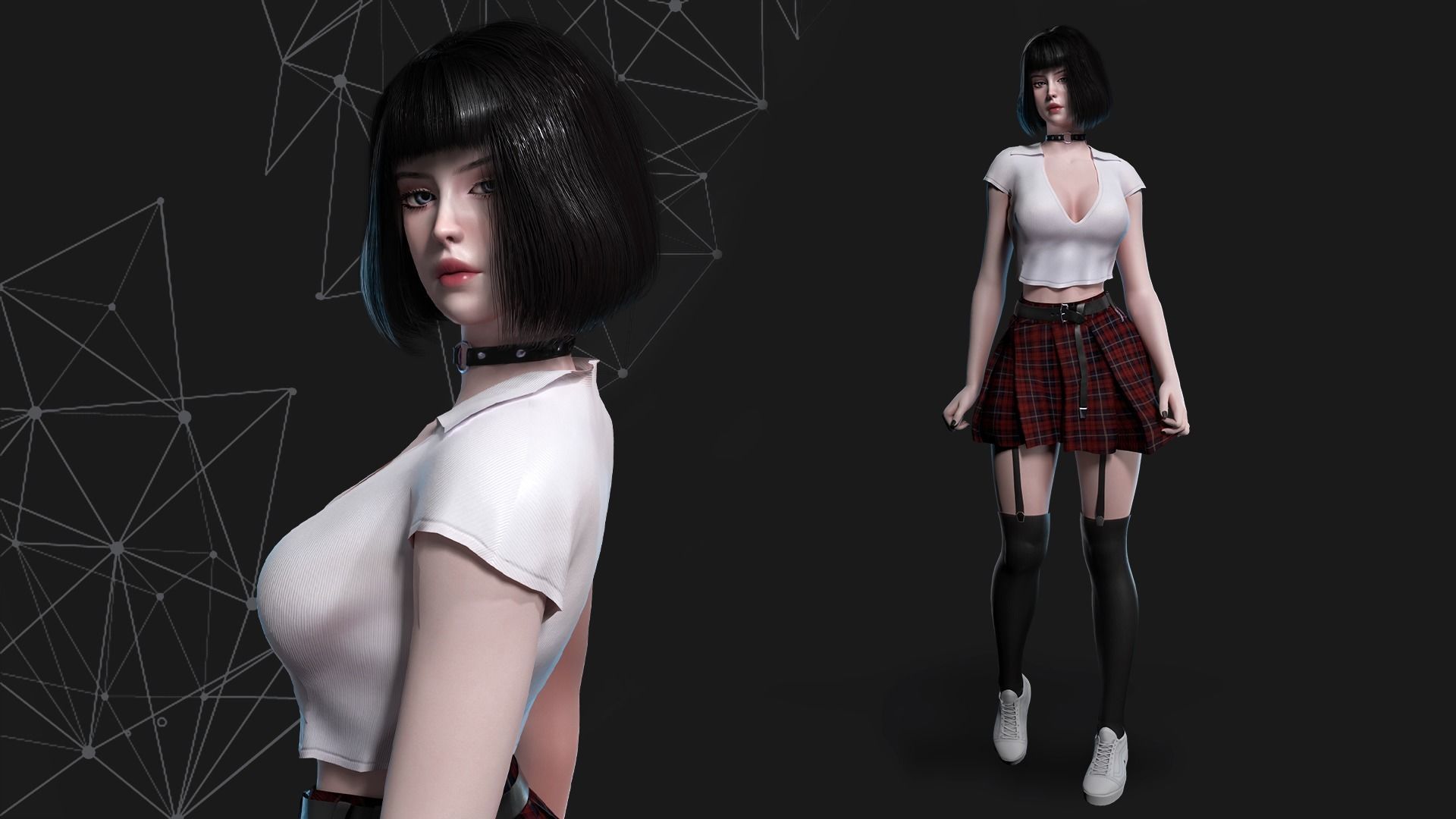 School Girl - Game Ready Low-poly 3D model_7