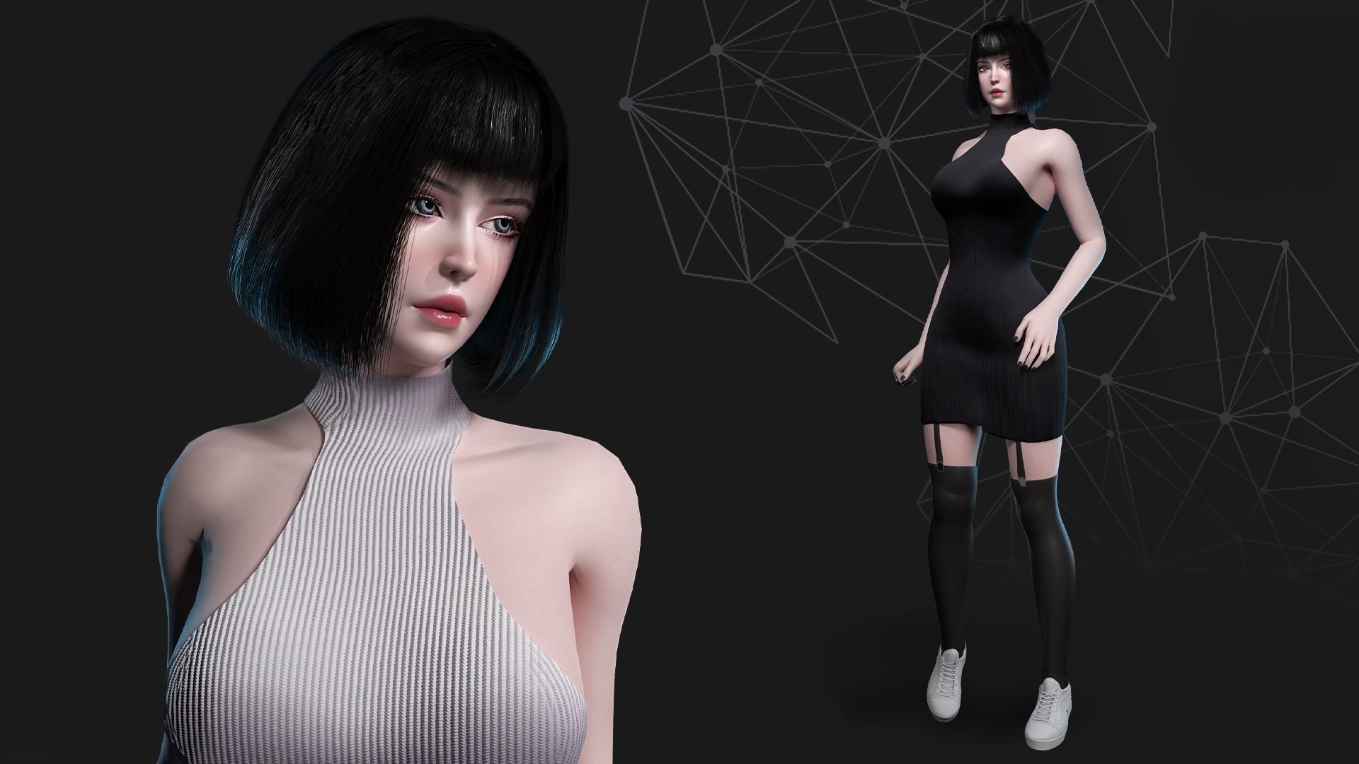 School Girl - Game Ready Low-poly 3D model_8