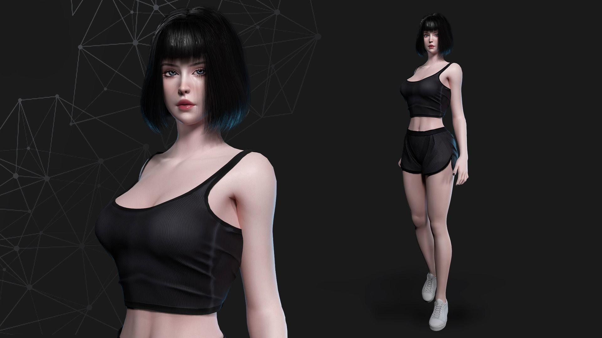 School Girl - Game Ready Low-poly 3D model_5