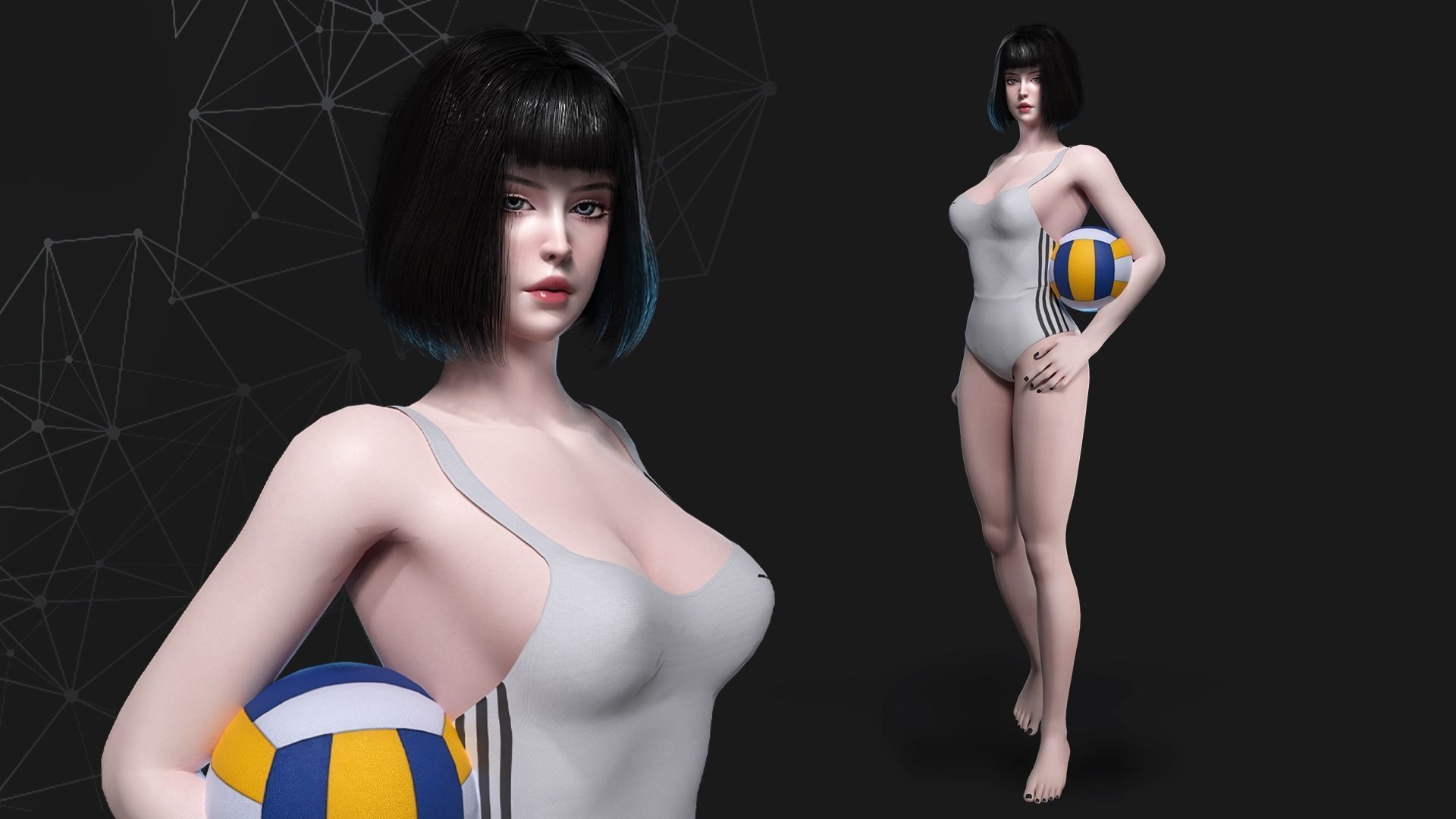 School Girl - Game Ready Low-poly 3D model_9