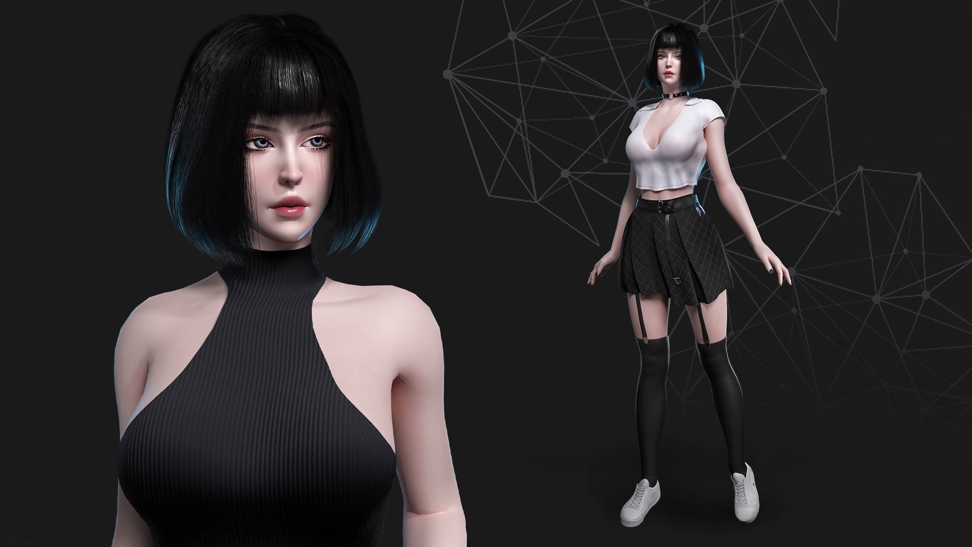 School Girl - Game Ready Low-poly 3D model_4