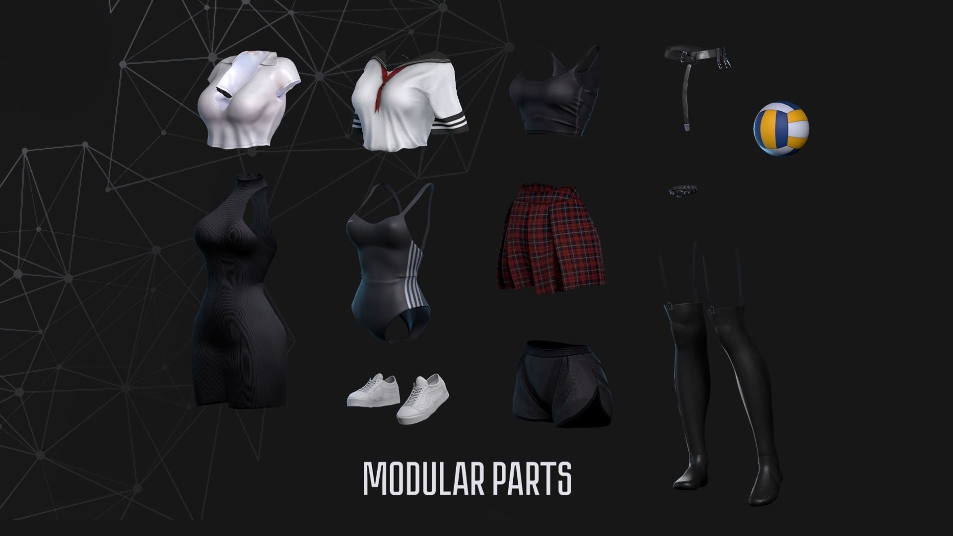 School Girl - Game Ready Low-poly 3D model_13