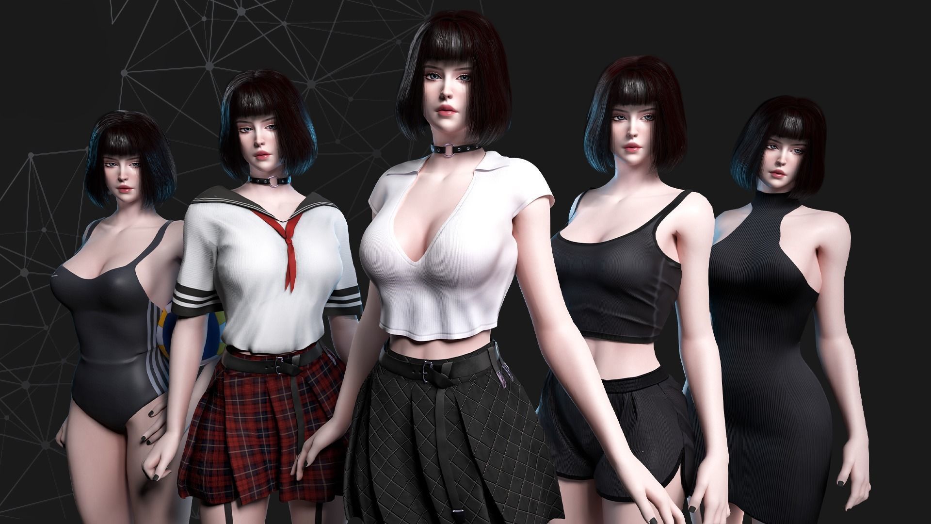 School Girl - Game Ready Low-poly 3D model_2