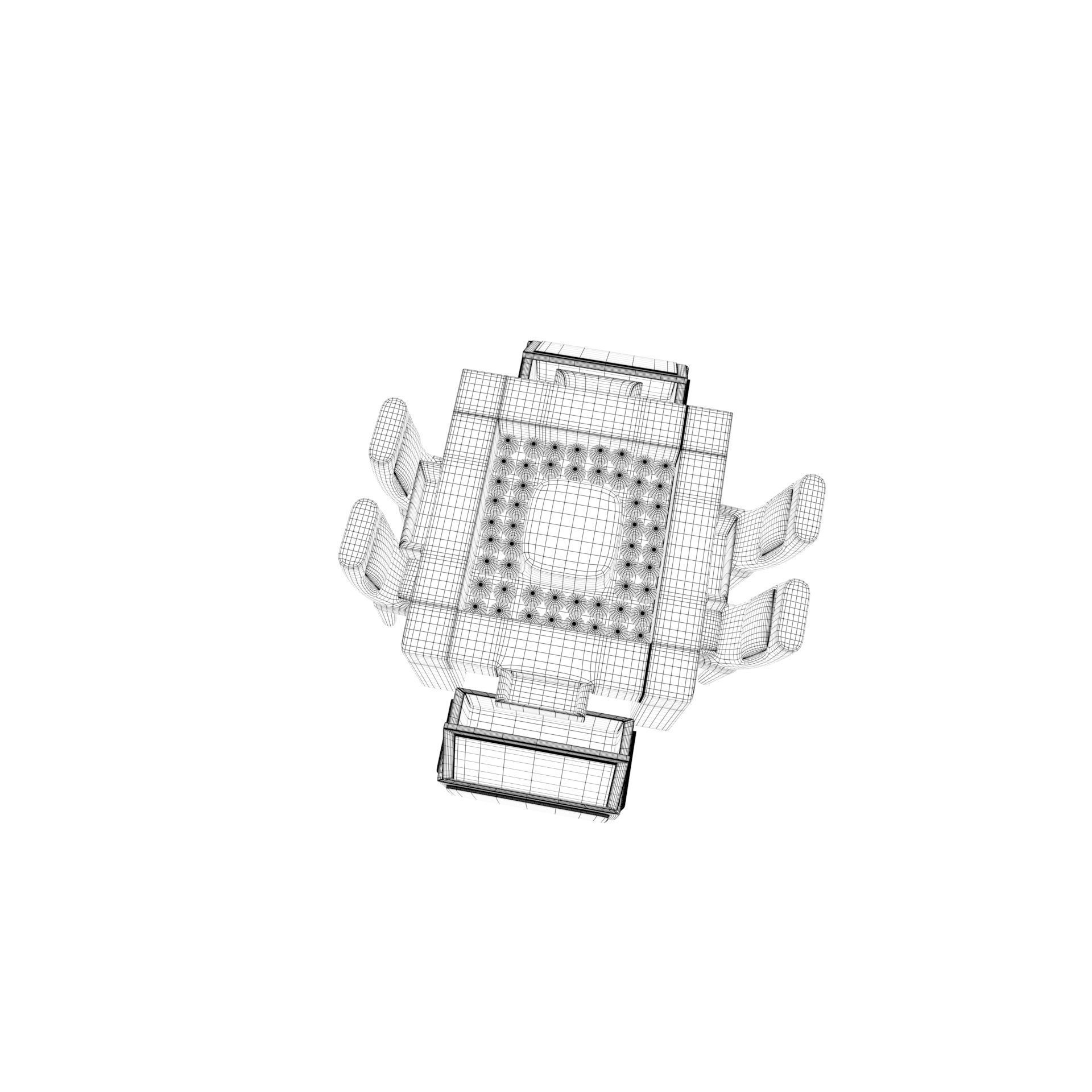 diningtable with four chair and tow buffs 3D model_7