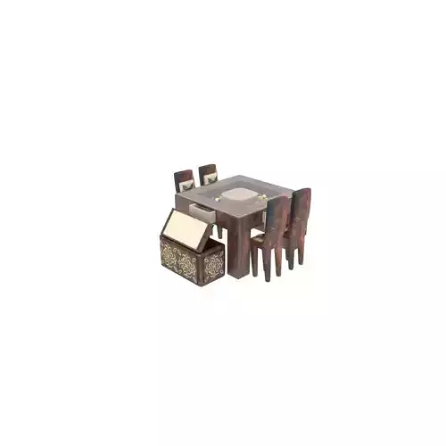 diningtable with four chair and tow buffs