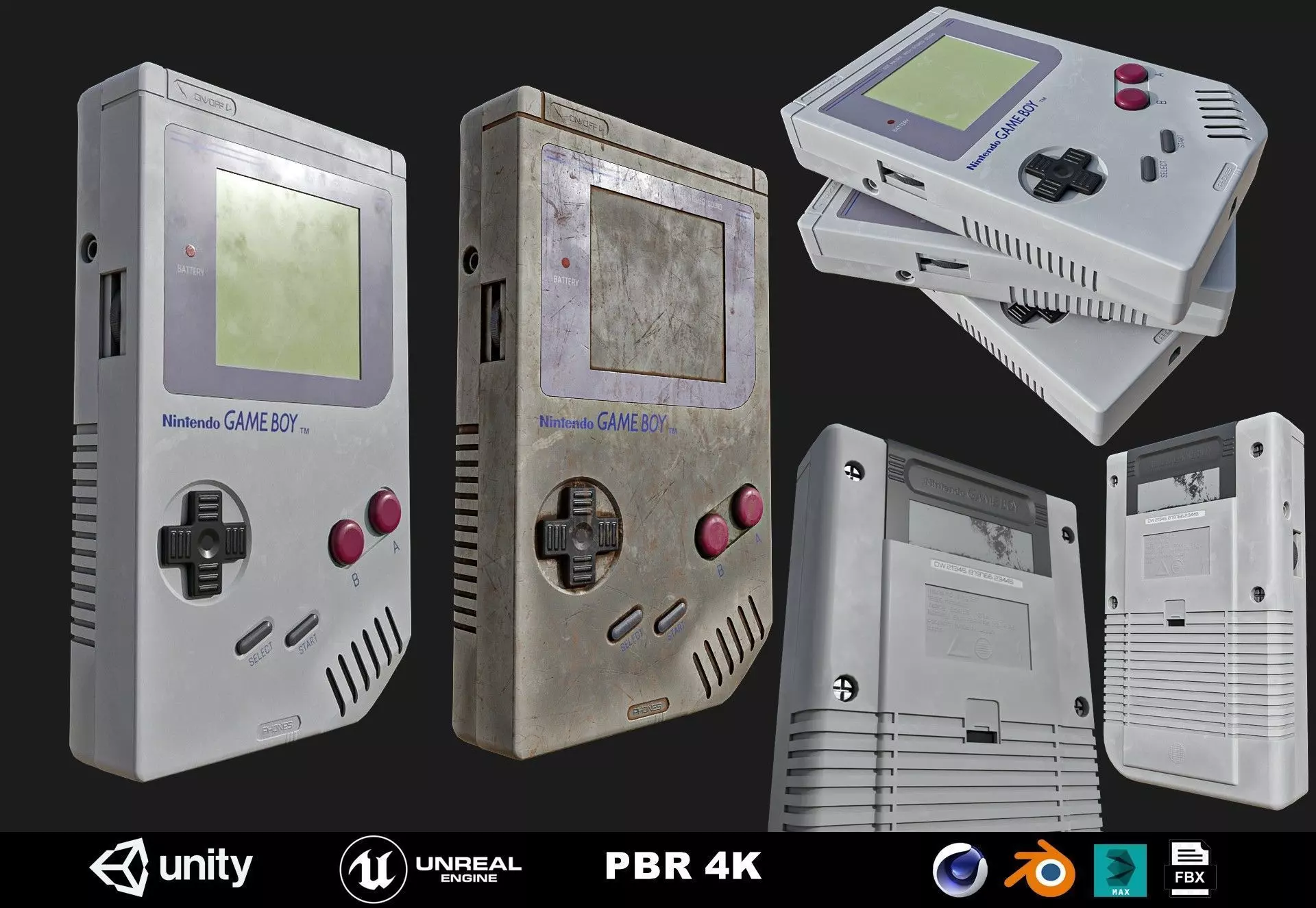 GameBoy  Original    2 Types Low-poly 3D model_0