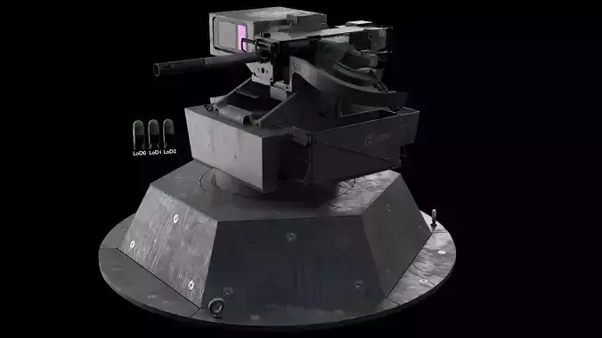Remote control turret and grenade launcher Low-poly 3D model